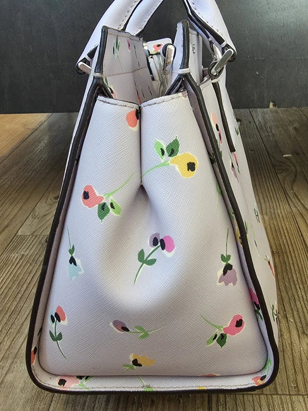 kate spade Cameron Medium Satchel in the Wildflower Ditsy lavender floral print